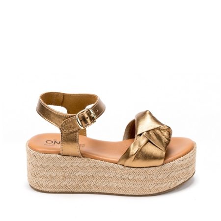 Alternative view of Ženske kožne sandale Once-68370 zlatne na platformu